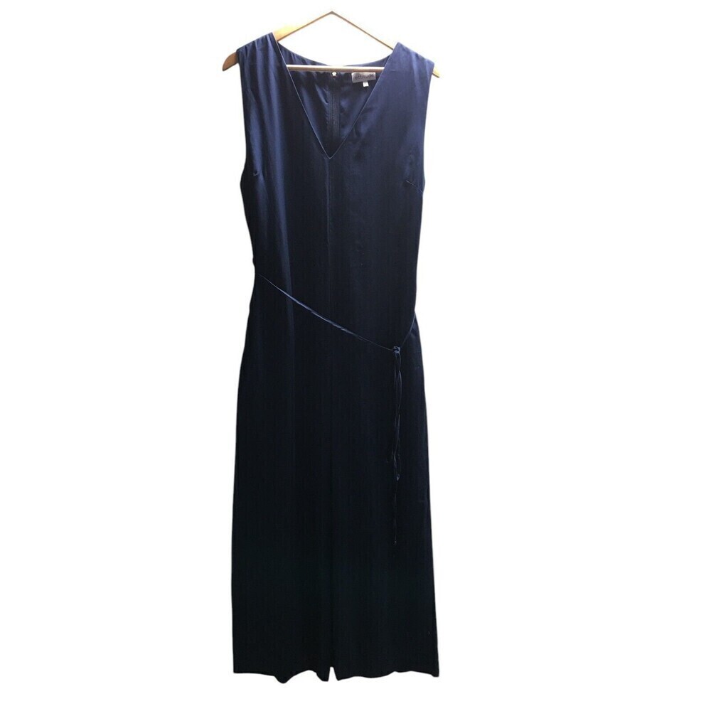 Ettitude Jumpsuit Women's Size XL Navy Sleeveless Zip Back 100% Bamboo Lyocell
